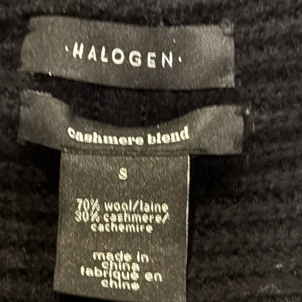 Halogen Wool Cashmere Blend Open Front Cardigan Black Size S - Picture 5 of 5
